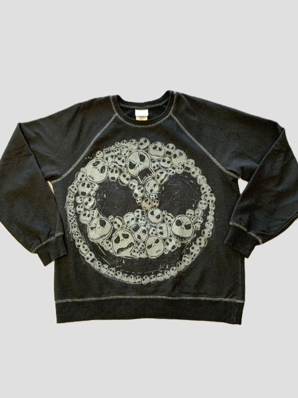 Disney Black Crewneck Long Sleeves Sweatshirt Skull Halloween Size S